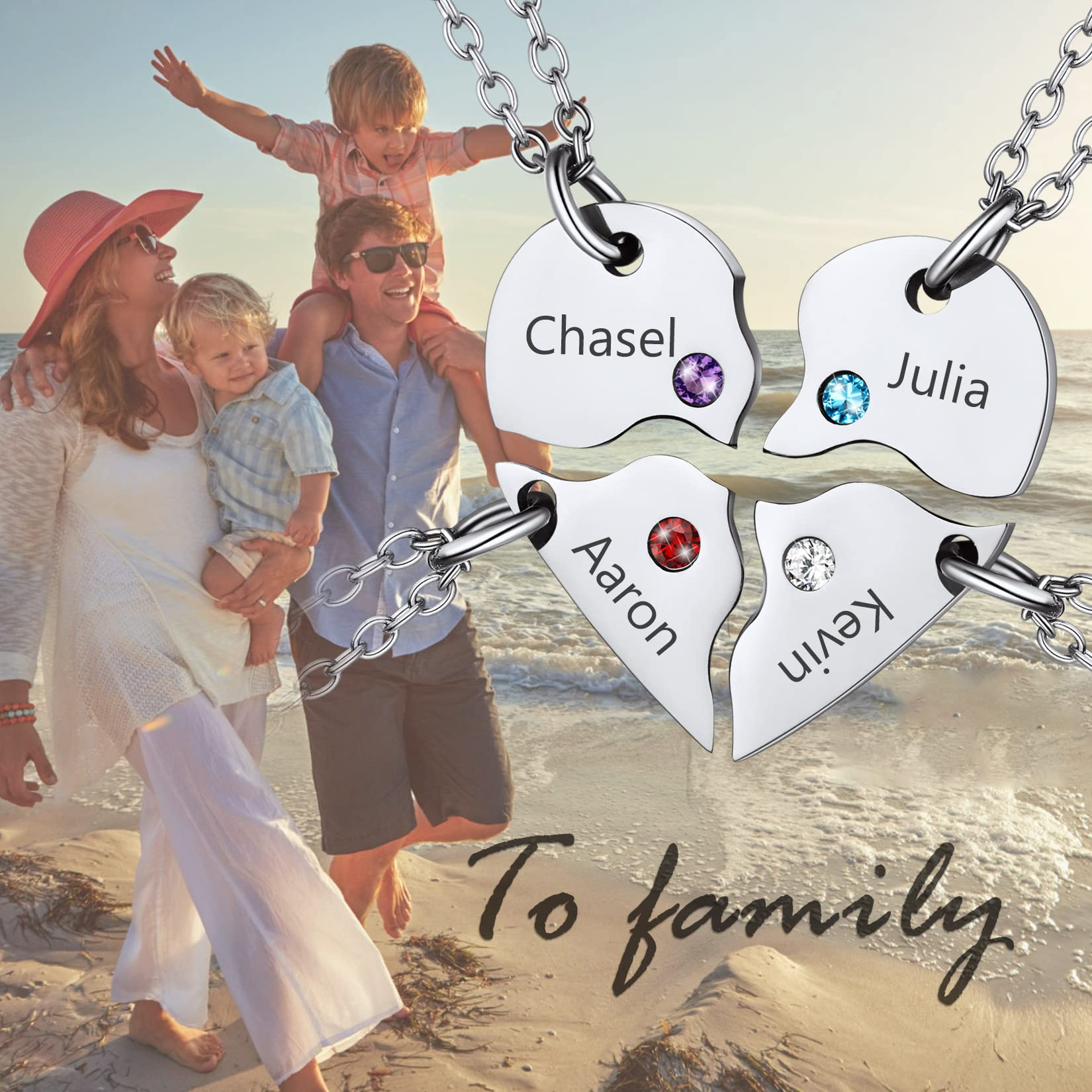 U7 Corazón Collar Puzzle Geométrico Rompecabezas, Collar Personalizable Acero Inoxidable 316L para Parejas y Familia y Mejores Amigas, 2/3/4/5/6/7/8 Piezas, Joyería DIY con Nombres Grabados