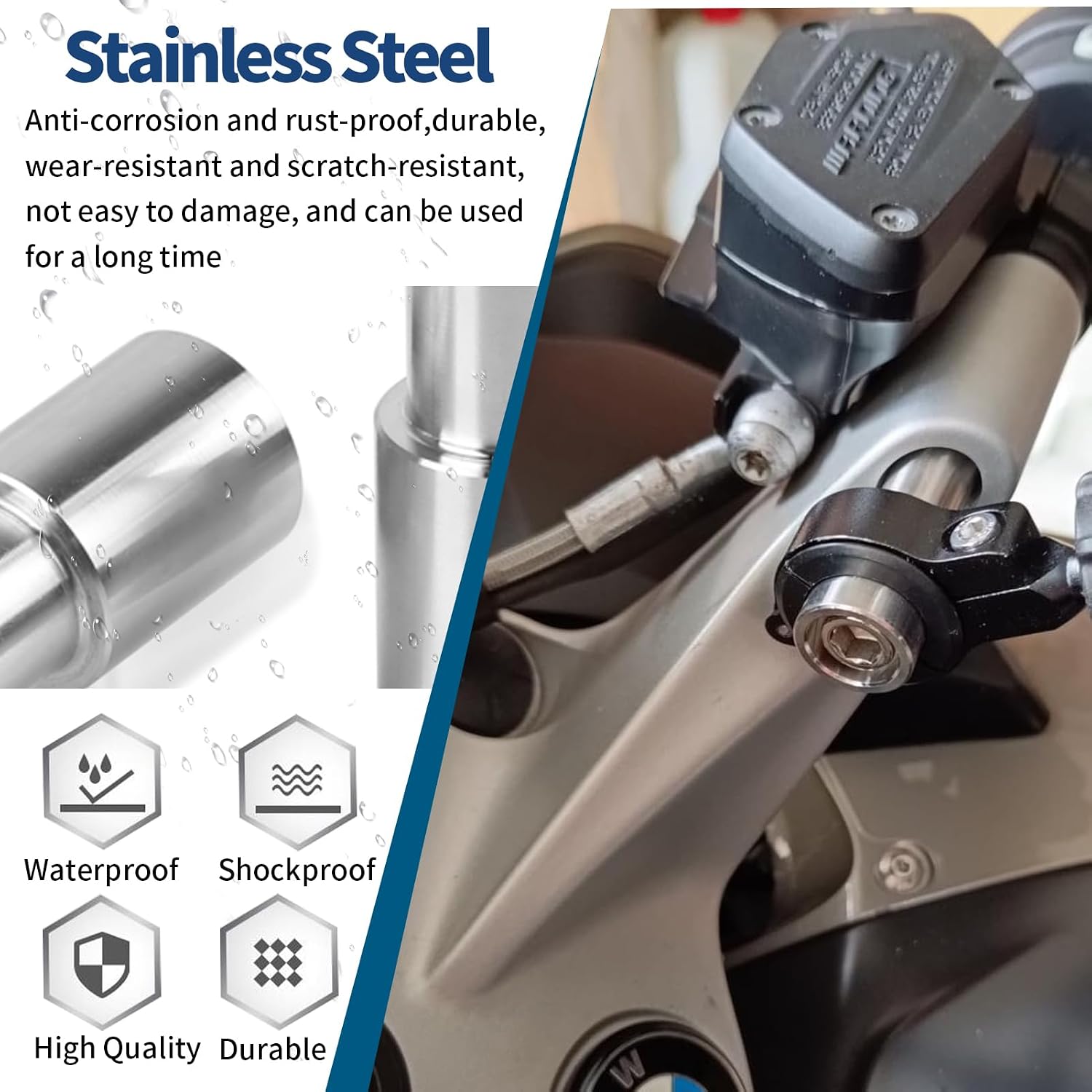 Motorcycle Phone Stand Extension Rod Handlebar Phone Bracket GPS Navigation Mobile Phone Holder Bracket Mount Compatible for B&M&W K1600GT R1200RE R1200RT R1250RS R1250RT 2017-2020 (Silver)