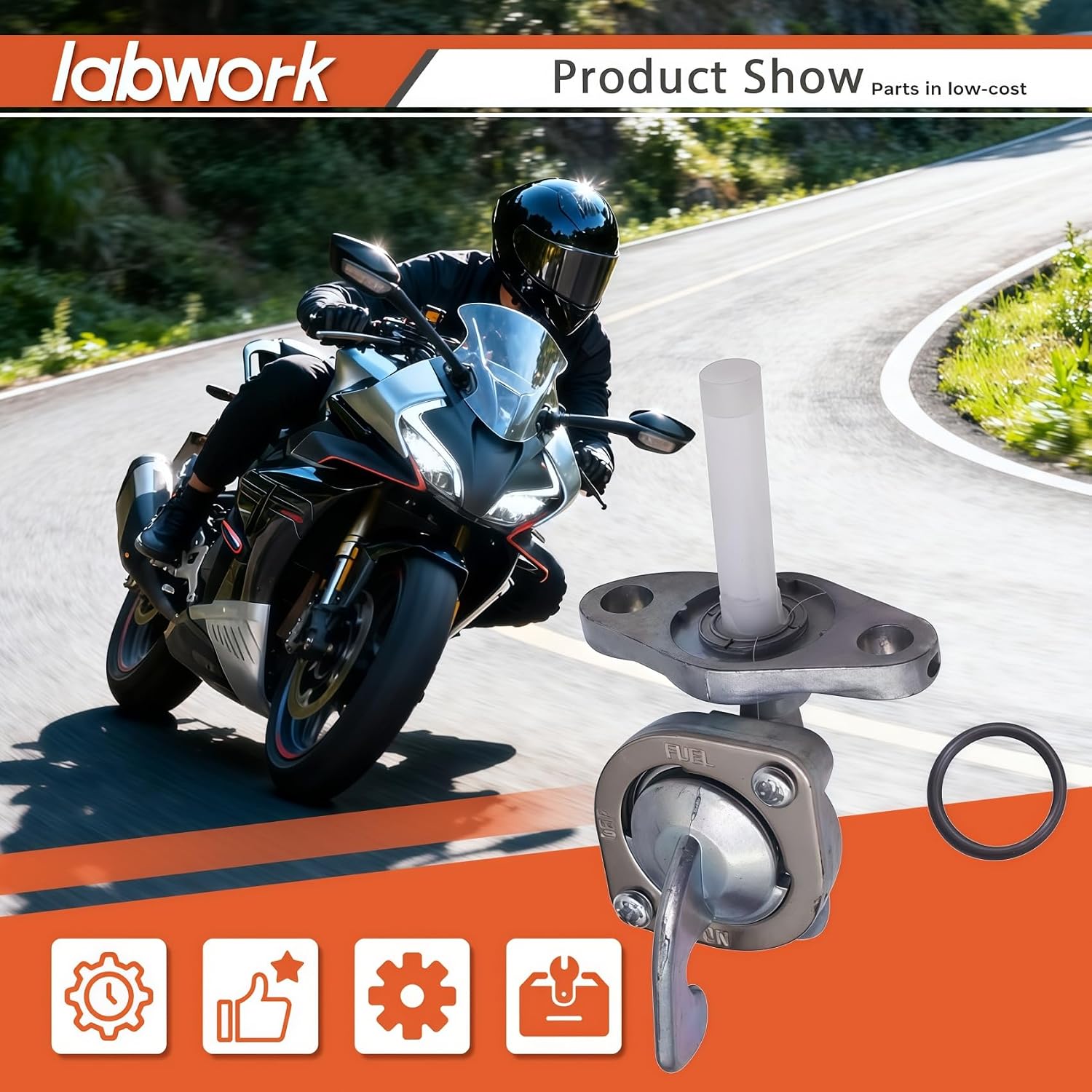 labwork Tank Petcock Fuel Cock Valve Replacement for Suzuki RM125 RM250 RM250Z 44300-37F10