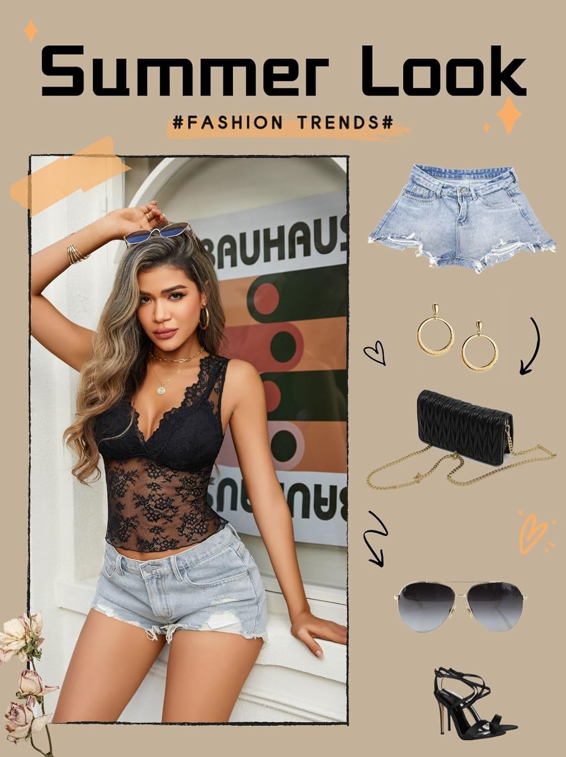 Avidlove Lace Tops for Women V Neck Tank Tops Sexy Sheer Y2k Crop Tops for Going Out Concert - Image 6