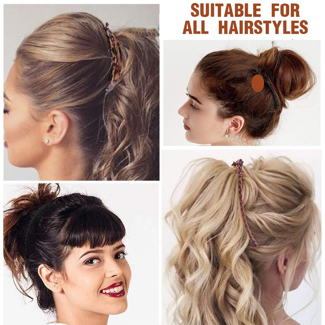 ZKSXOA Banana Hair Clip 4-Piece Set - Double Comb Long Hair Clips & Ponytail Comb for Thick & Fine Hair, 4 Piece Set - Image 3