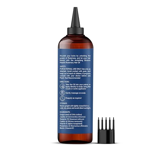 Miniatura 7 de Botanic Hearth Aceite de romero 100% puro para el crecimiento del cabello (6.7 onzas líquidas) infundido con biotina, jojoba y aceite de ricino