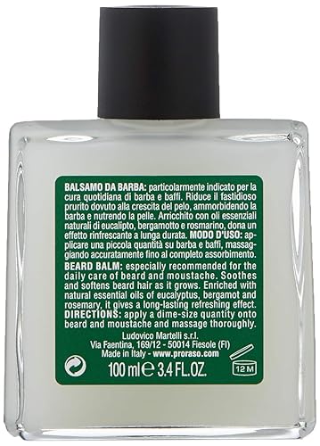 Vista 10 de Proraso - Bálsamo para barba para hombres, nutre y suaviza el crecimiento de la barba nueva y las barbas cortas
