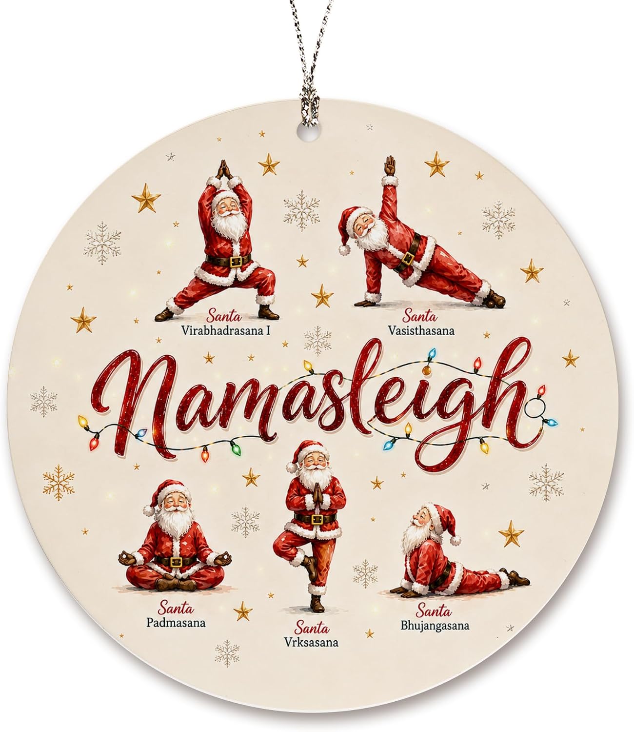 Yoga Christmas Ornament 2026 for Tree Decorations, Funny Santa Ornaments, Unique for Teacher and Yoga Lovers, Funny White Elephant Gift Ideas for Friends, Coworkers and Family