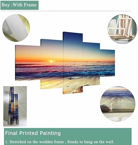 Miniatura 5 de 5 piezas de arte de pared en lienzo para sala de estar, bosque en noche estrellada, hermoso inicio, cielo, naturaleza, paisaje, pintura HD para