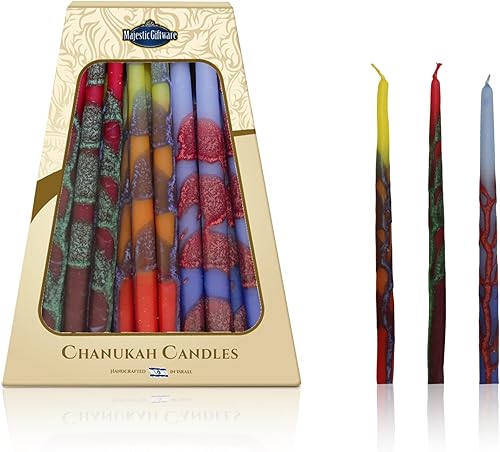 Miniatura 15 de Majestic Giftware Velas de Hanukkah CP11 45 velas de Janucá hechas a mano sin goteo para las 8 noches de Hanukkah Cera de alta calidad