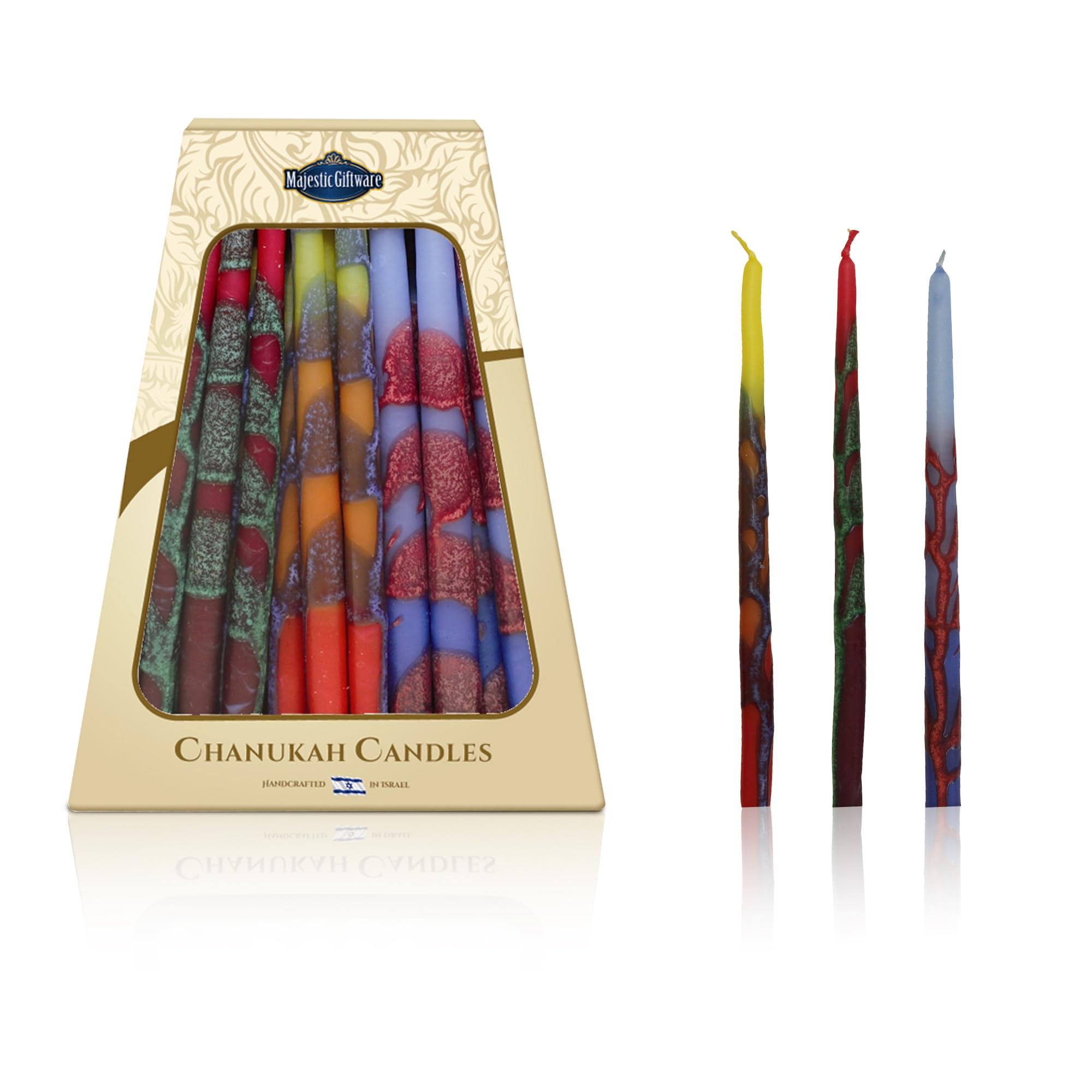 Majestic Giftware Multicolor Hanukkah Candles - CP20 | 45 Dripless Handcrafted Chanukah