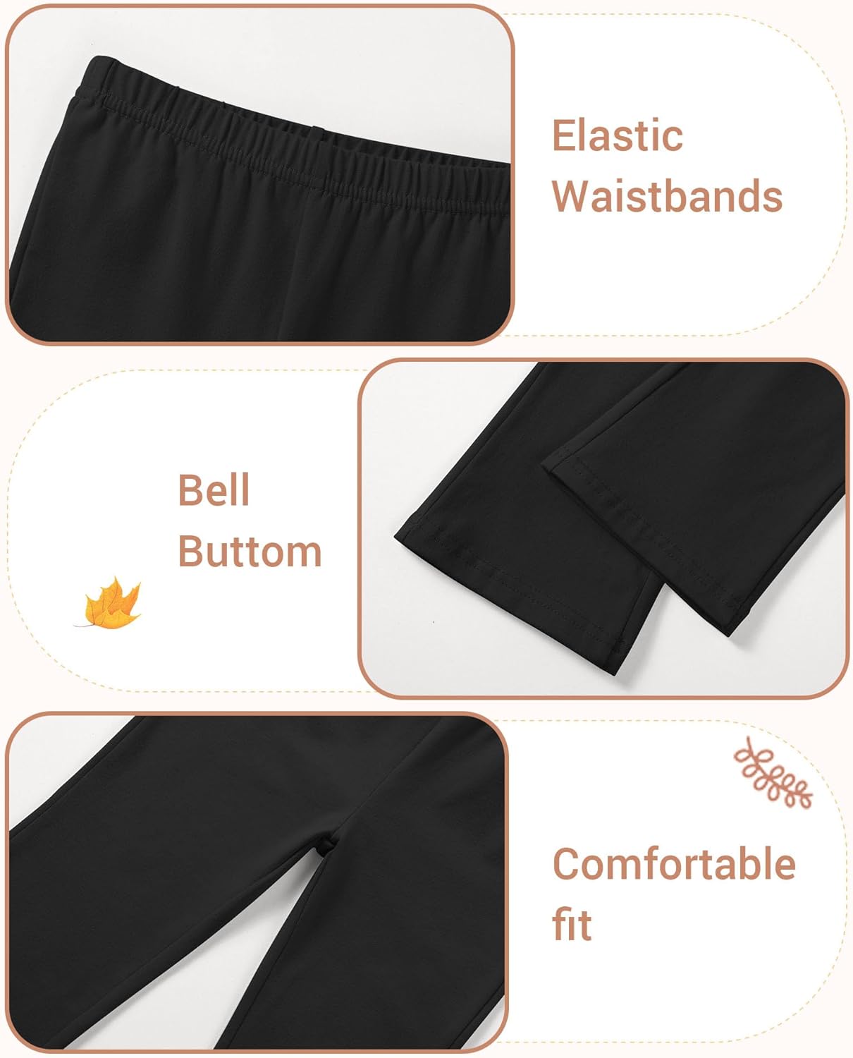 3 Pack Baby Girls Flare Leggings Toddler Bell Bottoms Pants Infant Girl Soft Cotton Clothes Size 18M-5T - Image 5