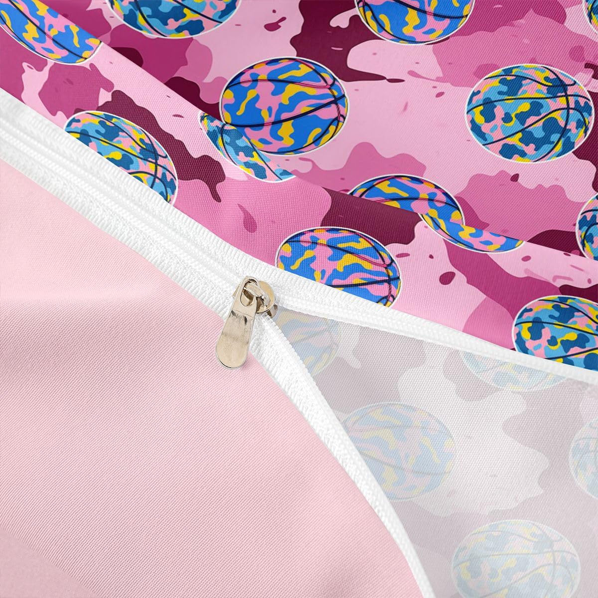 Homemissing Set di biancheria da letto per bambini e bambine, motivo mimetico, rosa, per letto super king size, motivo videogiochi, decorazione per camera da letto, 3 pezzi, chiusura