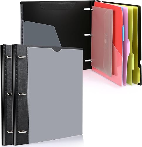 Miniatura 8 de WOT I Organizador telescópico de proyectos, carpeta de bolsillo recargable de 3 anillos con cubierta frontal personalizada, bolsillo transparente