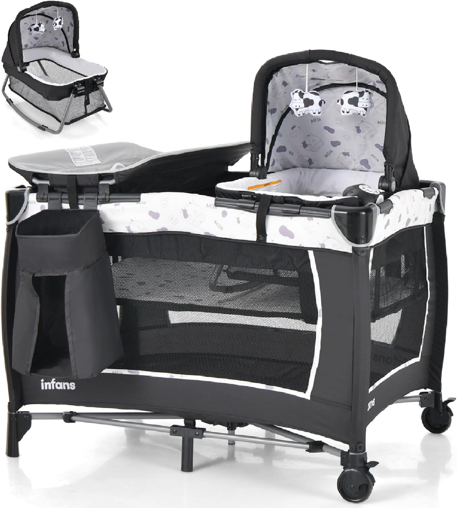 INFANS 4 in 1 Pack and Play, Portable Nursery Center for