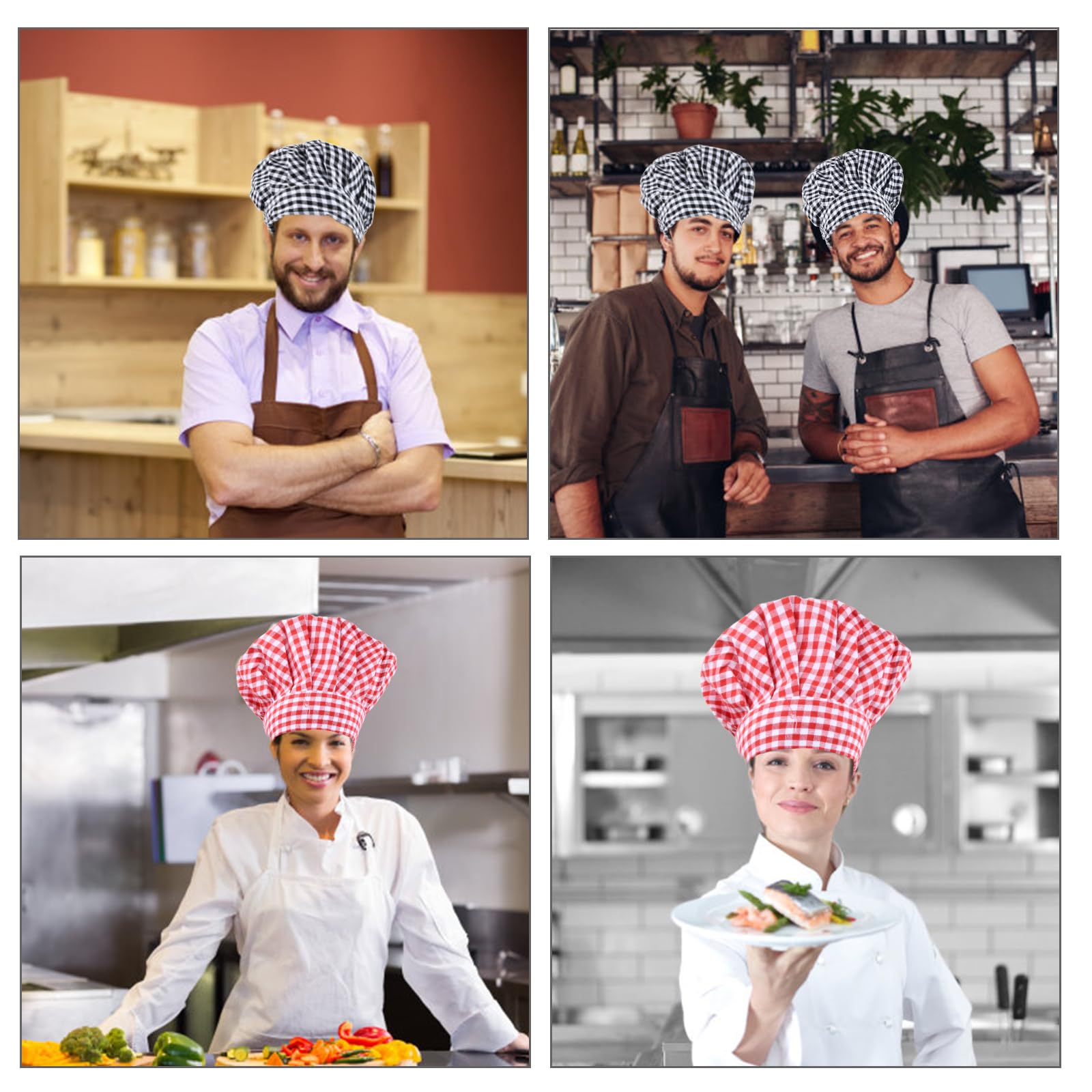 Naapesi Gorro de Cocina Ajustable Unisex,2 Gorros de Chef en Polycotton para Hombre y Mujer,Bandana Ideal para Restaurantes, Cocinas, Panaderías, Cafeterías, Hoteles y Supermercados