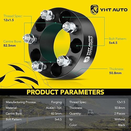 Miniatura 2 de YHTAUTO Espaciadores de rueda de 5 x 4.5 pulgadas para modelos Ford, Toyota, KIA, Chevy, Jeep MK, Chrysler, Acura y Mazda, espaciadores de