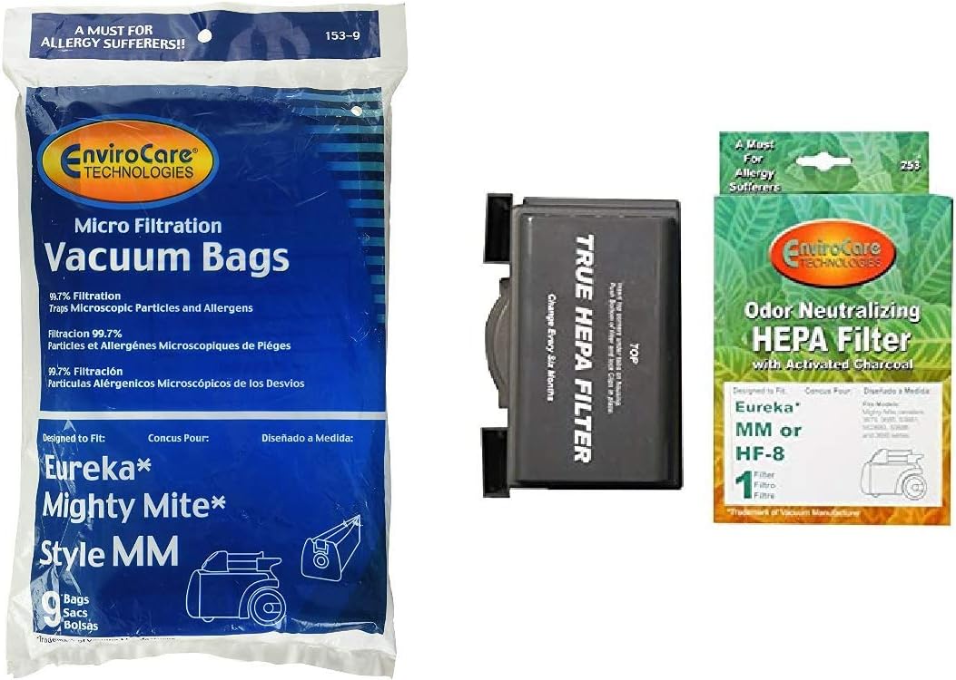EnviroCare Replacement Vacuum Bags for Eureka Style MM Eureka Mighty Mite 3670 and 3680 Series Canisters with Kit