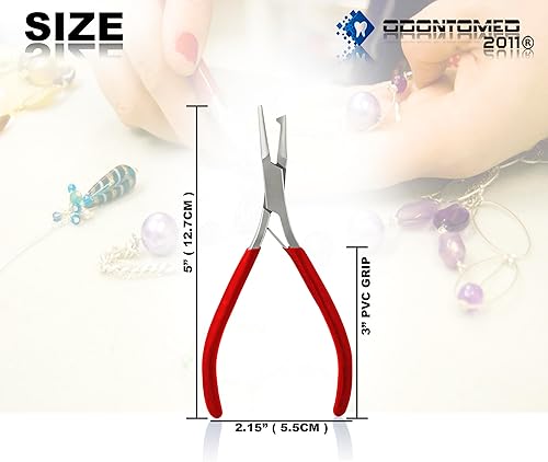 Miniatura 2 de OdontoMed2011 Jeweler - Alicates de anillo dividido para manualidades y manualidades, mango rojo
