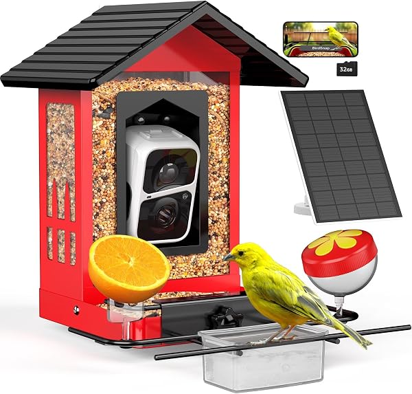 birdsnap® APS - Metal Smart Bird Feeder with Camera Solar Panel & 32GB Card, Live View Auto Record Video, AI Identify C