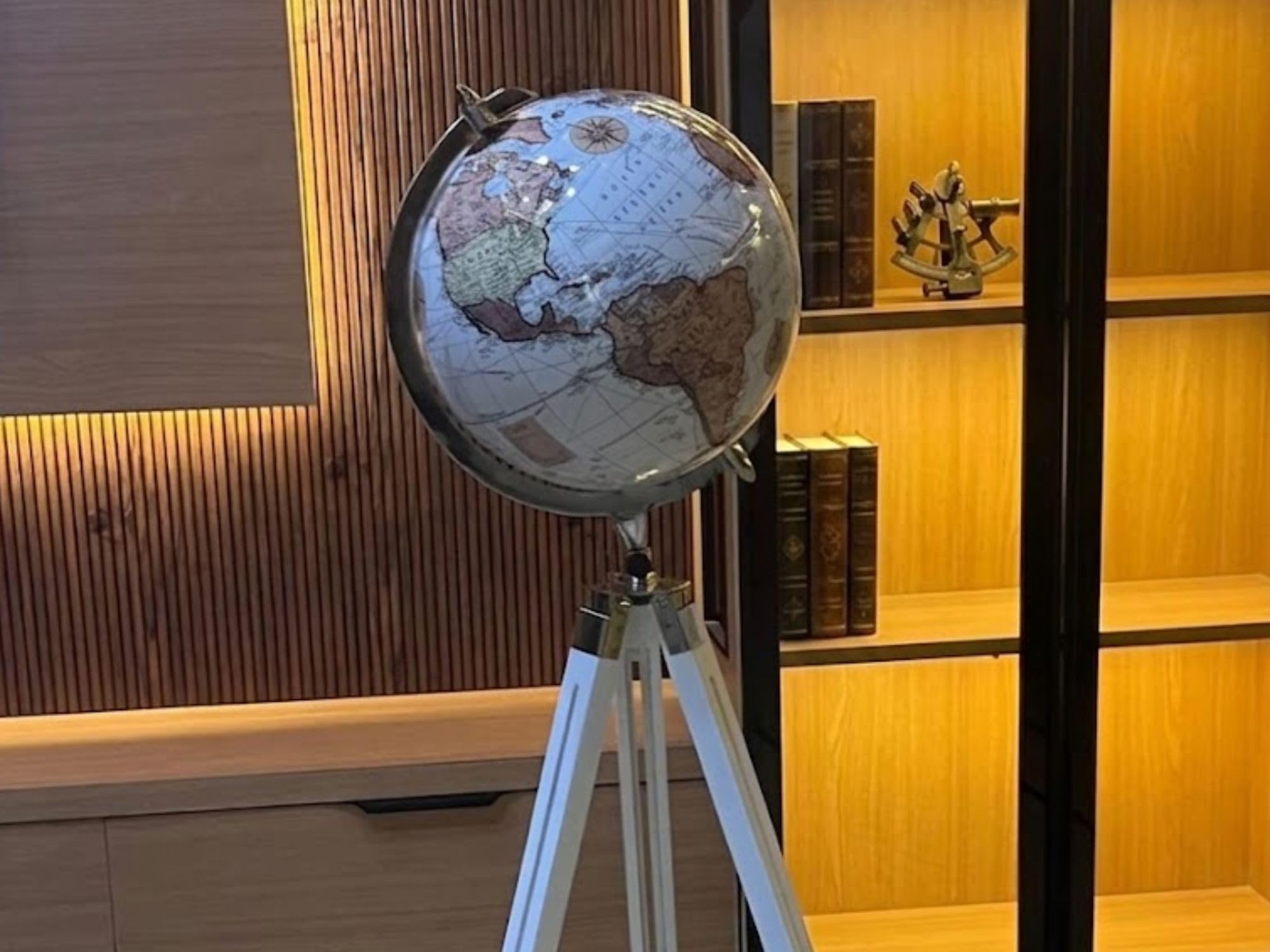 LINE WOOD™ -18 Inch Vintage World Globe with Wooden Tripod Stand