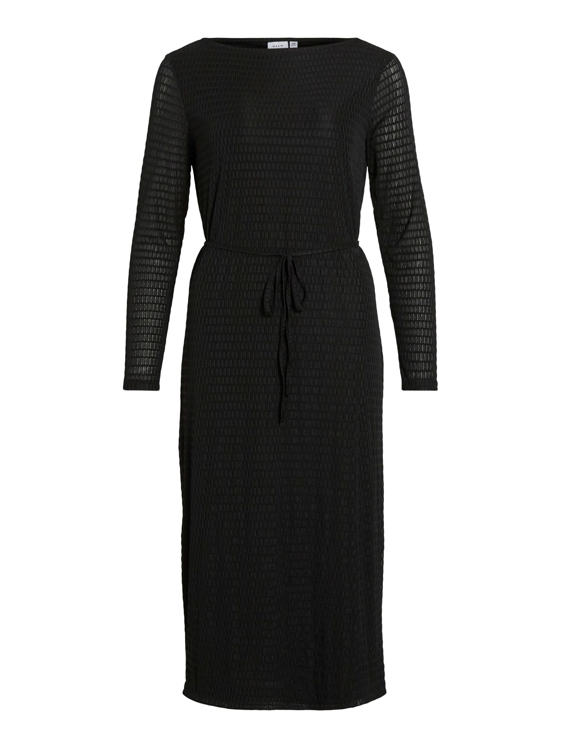 Vila Rine Boat Neck L/S Midi Dress, Black Beauty, S