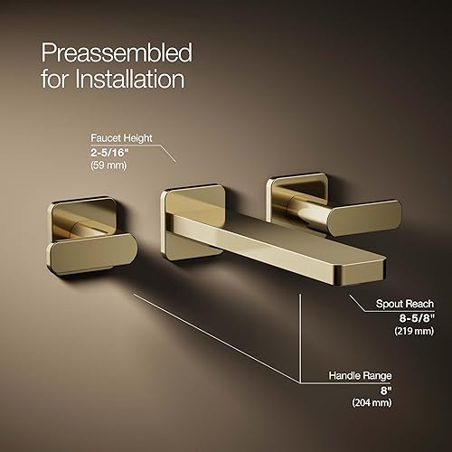 Miniatura 53 de KOHLER T27120-4-BN Parallel® - Tapacubos para lavabo de baño, níquel cepillado vibrante Vibrant Brushed Nickel,Mate negro,Latón cepillado