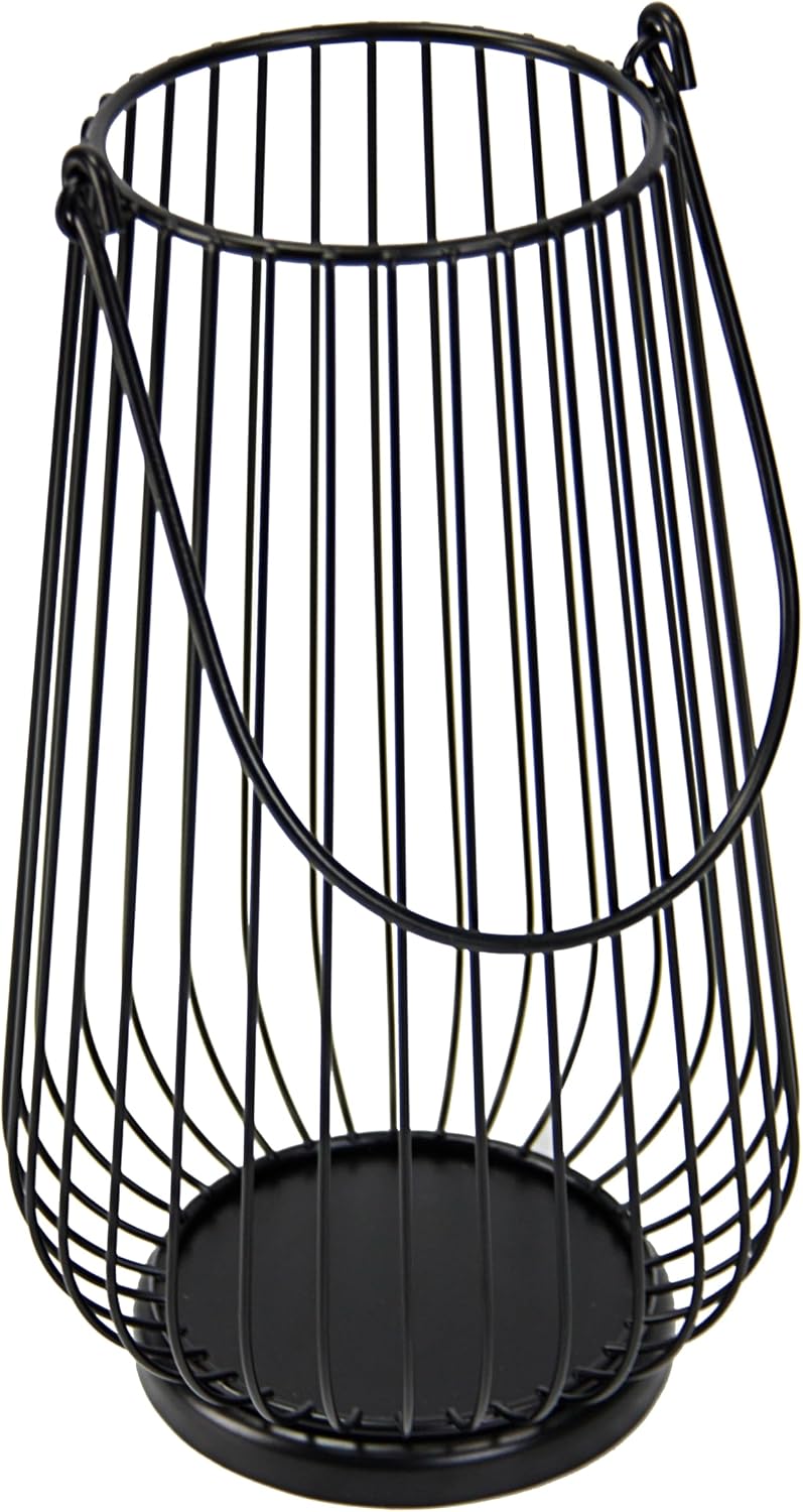 Large 12 Inch Black Metal Wire Candle Holder Decor Lantern