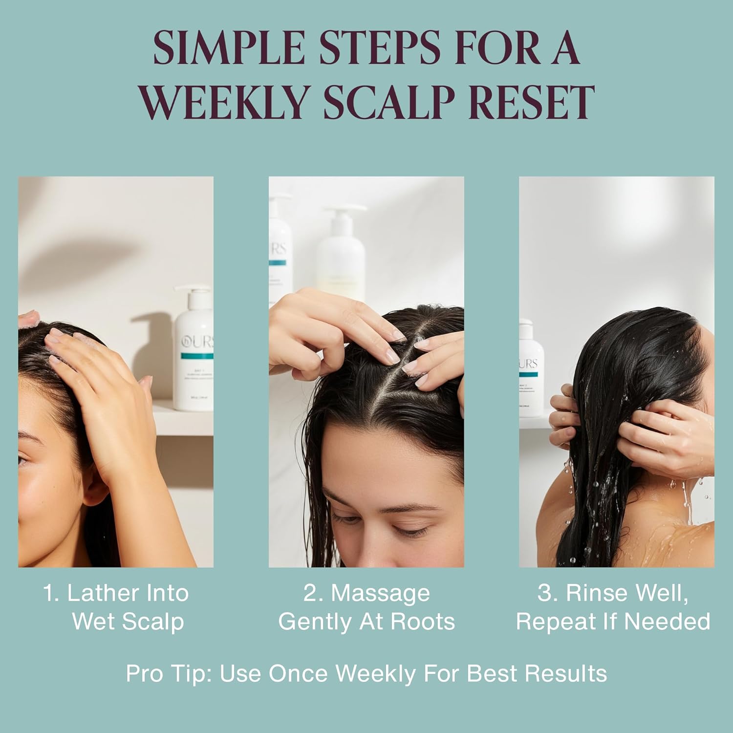 hOURS Day 7 Clarifying Shampoo Gentle Weekly Reset for All Hair Types - Deep-Clean, Sulfate-Free for Oily Scalp & Buildup - Peppermint, Vitamin E & Babassu-Oil Cleanser - Color Safe Formula - 8 oz - Image 8