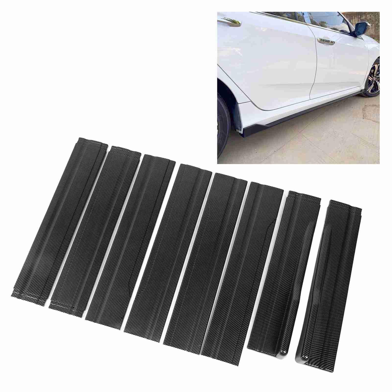 Faldón Lateral del Coche, Patrón de Fibra de Carbono ABS de 218 Cm, Reemplazo Universal para, con Acabado Negro Brillante para Protección y Estilo del Vehículo