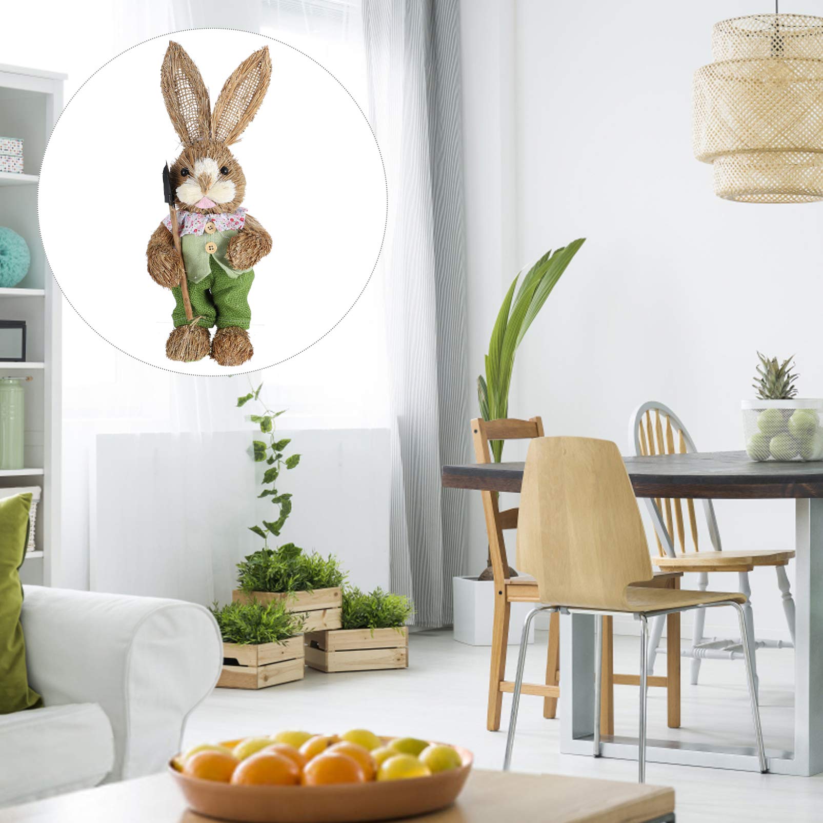 Toyvian Strohhasenfigur Für Osterdekoration Künstliche Hasenfigur Osterhasenschmuck Für Wohnzimmer Veranda Garten Ostergeschenk