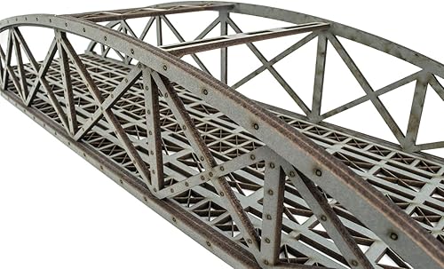 Miniatura 4 de War World Scenics Puente de cuerda de arco gris de alto detalle de doble vía 22.047 in - Diorama ferroviario modelo OOHO