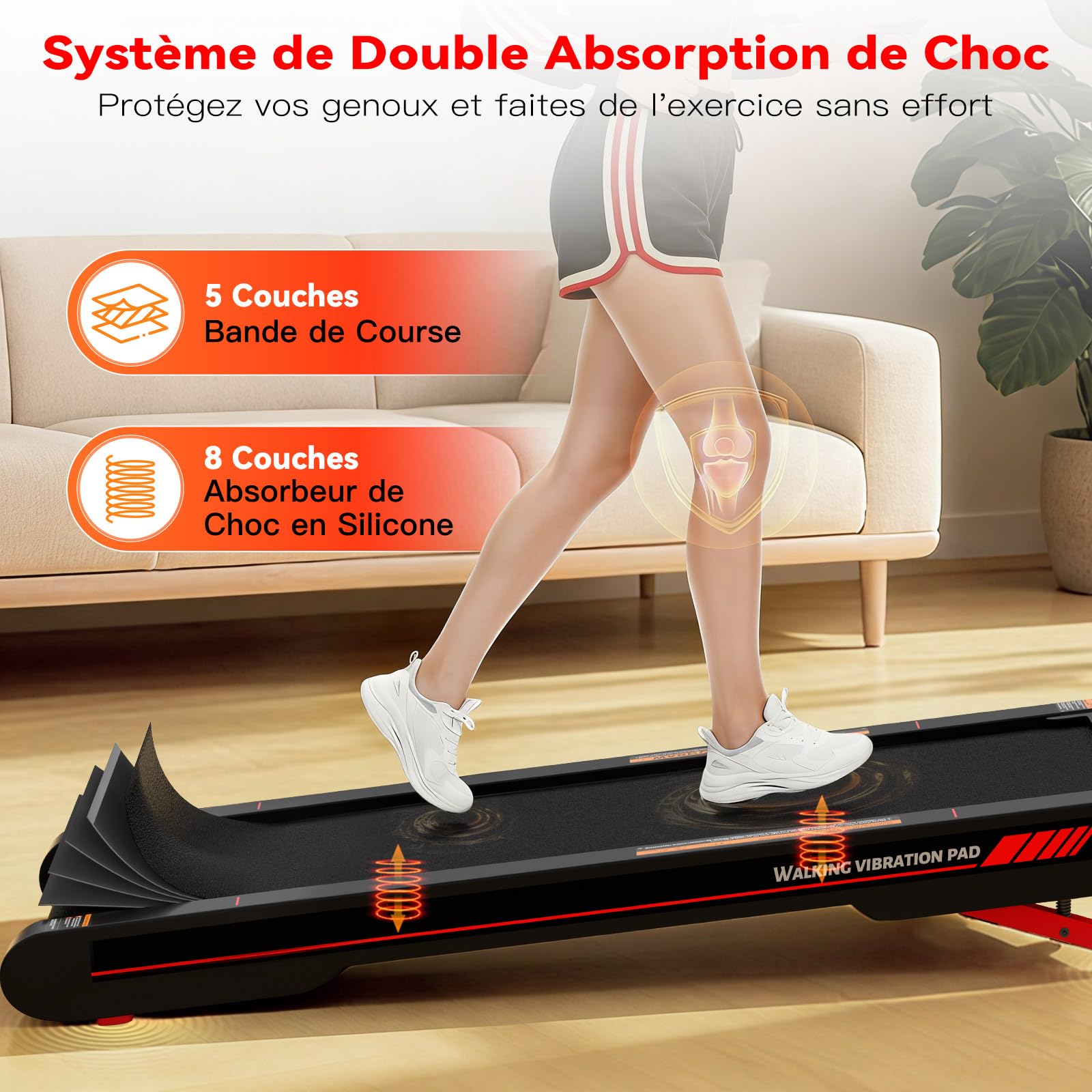 Sperax Tapis de Marche Vibrant 4 en 1 Tapis de Course avec Télécommande, Walking Pad 6km/h, Compatible App