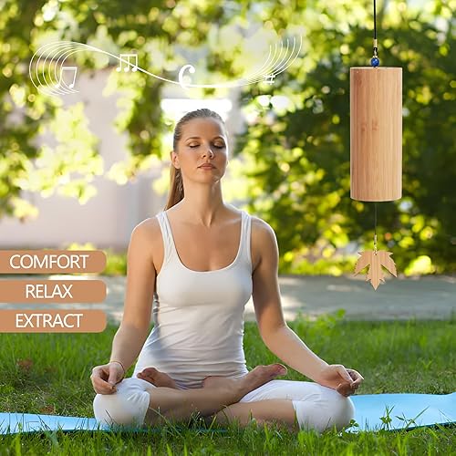 Miniatura 5 de Campanas de meditación, campanillas de viento de bambú, campanillas de viento de madera para curación de sonido, meditación, relajación, regalo de