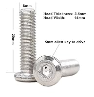 Vista 104 de binifiMux 10 unids M6 x 1.575 in tapa plana Allen pernos remaches tornillos de conexión para muebles 304 acero inoxidable