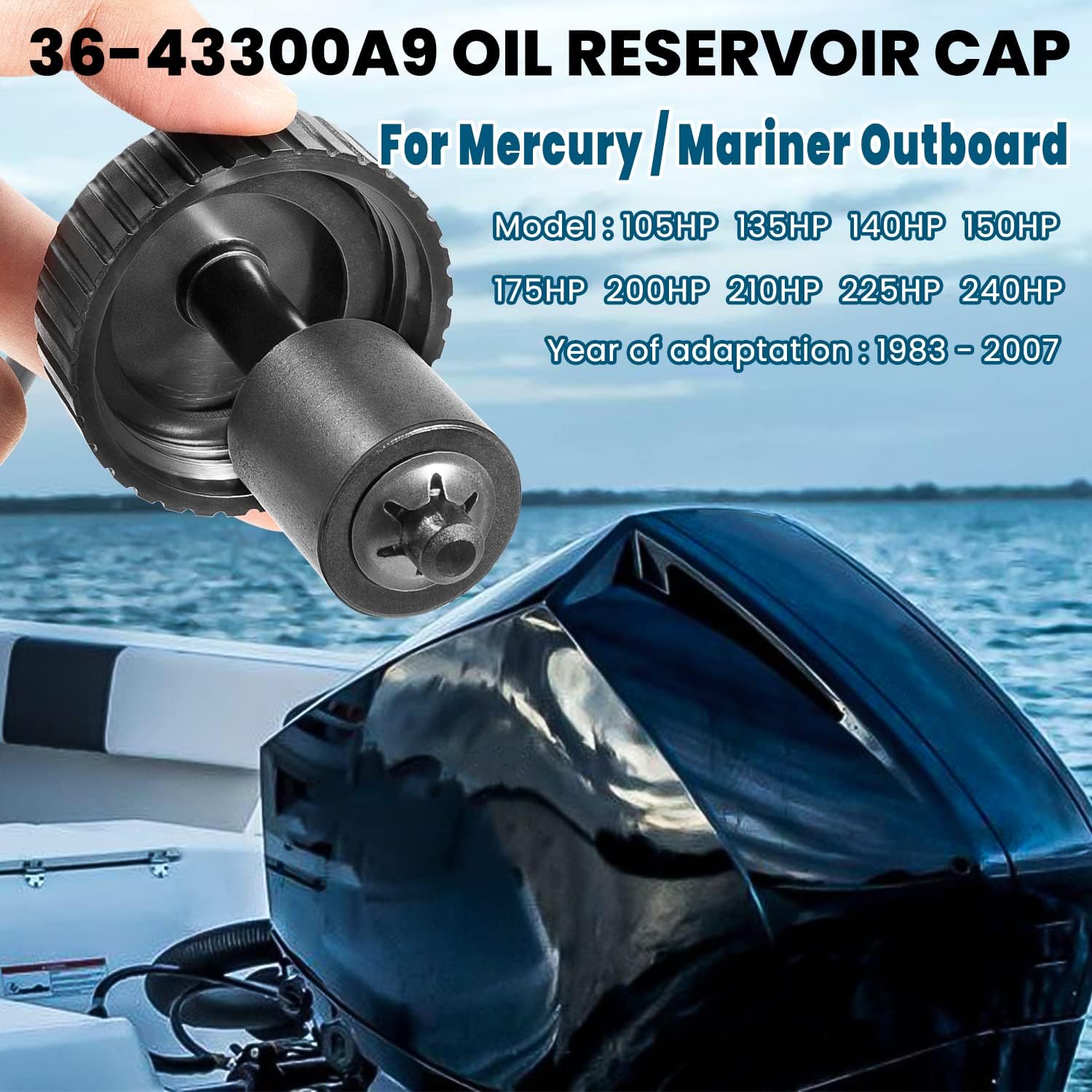 36-43300A9 43300A1 Oil Reservoir Cap for Mercury Outboard Intank 105 135 140 150 175 200 210 225 240HP EFI PRO MAX M2 Blackmax Sport For Jet Boat XR2 XR4 XR6 V‑6