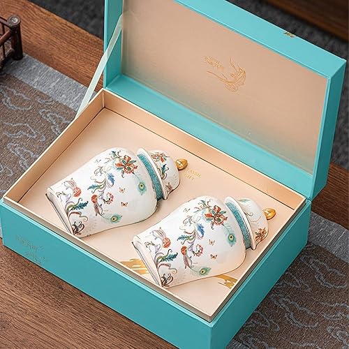 Miniatura 4 de Tarros decorativos de jengibre para decoración del hogar, pequeño jarrón de cerámica con acento dorado, tarro de almacenamiento de porcelana china