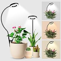 Vista 10 de Wolezek Luces de cultivo 2 en 1 para plantas de interior, luces de plantas de 3 colores con cuello de cisne 360, 48 LED de espectro completo, Negro