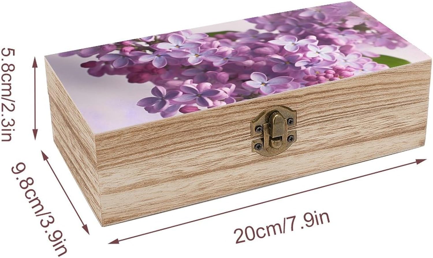 Lilac Flowers Keepsake Box Wooden Storage Box with Lid image 2