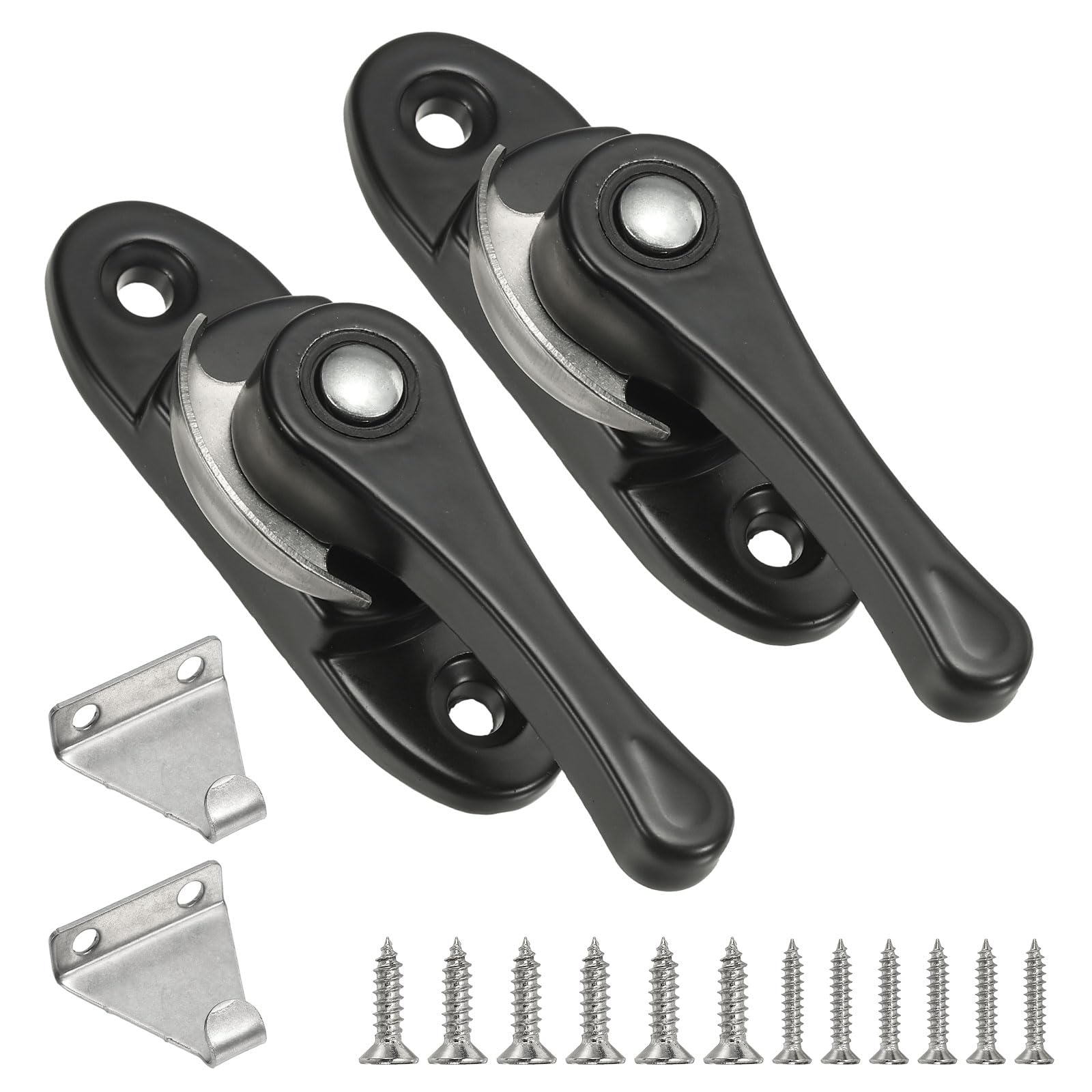 PATIKIL Window Sash Locks 3 x 0.9", 2Pcs Sliding Cam Action Sash Locks and Keeper Replacement for Bedrooms Bathrooms Vertical and Horizontal Sliding Windows, Black
