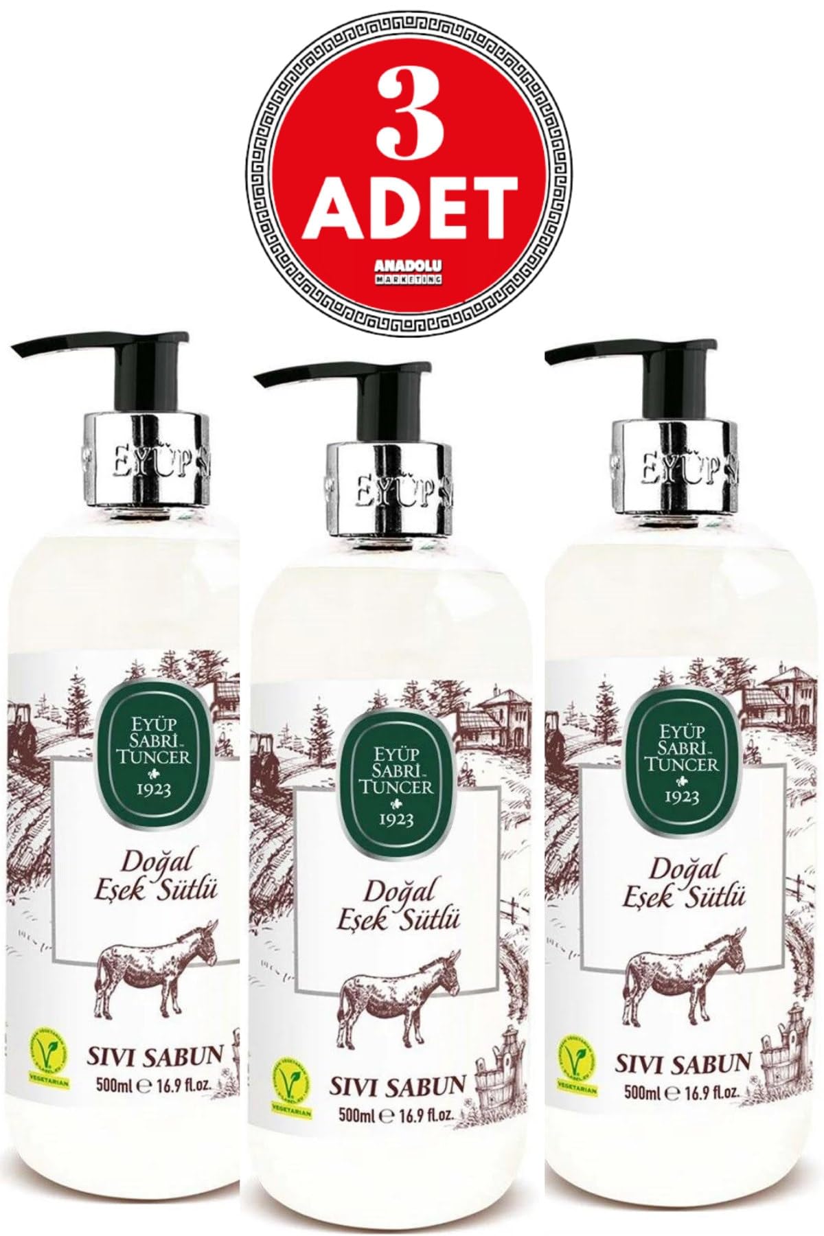 Eyüp Sabri Tuncer Doğal Eşek Sütlü Sıvı Sabun 500 ml x 3 Adet