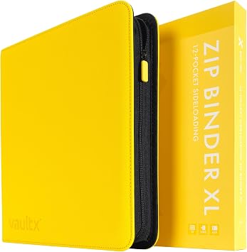 Vault X 12 XL Pocket Zip Binder, 624 Cards, Exo-Tec Material, 26 Side-Loading Pages Yellow