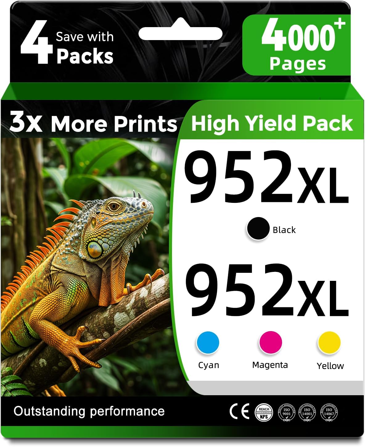 952XL Ink Cartridge Combo 4-Pack Compatible for HP 952 XL HP952 HP952XL Black Color to Officejet Pro 8710 7740 8720 8702 8210 7720 8715 8730 8740 8216 8725 8200 Printer (Bk Cyan Magenta Yellow)