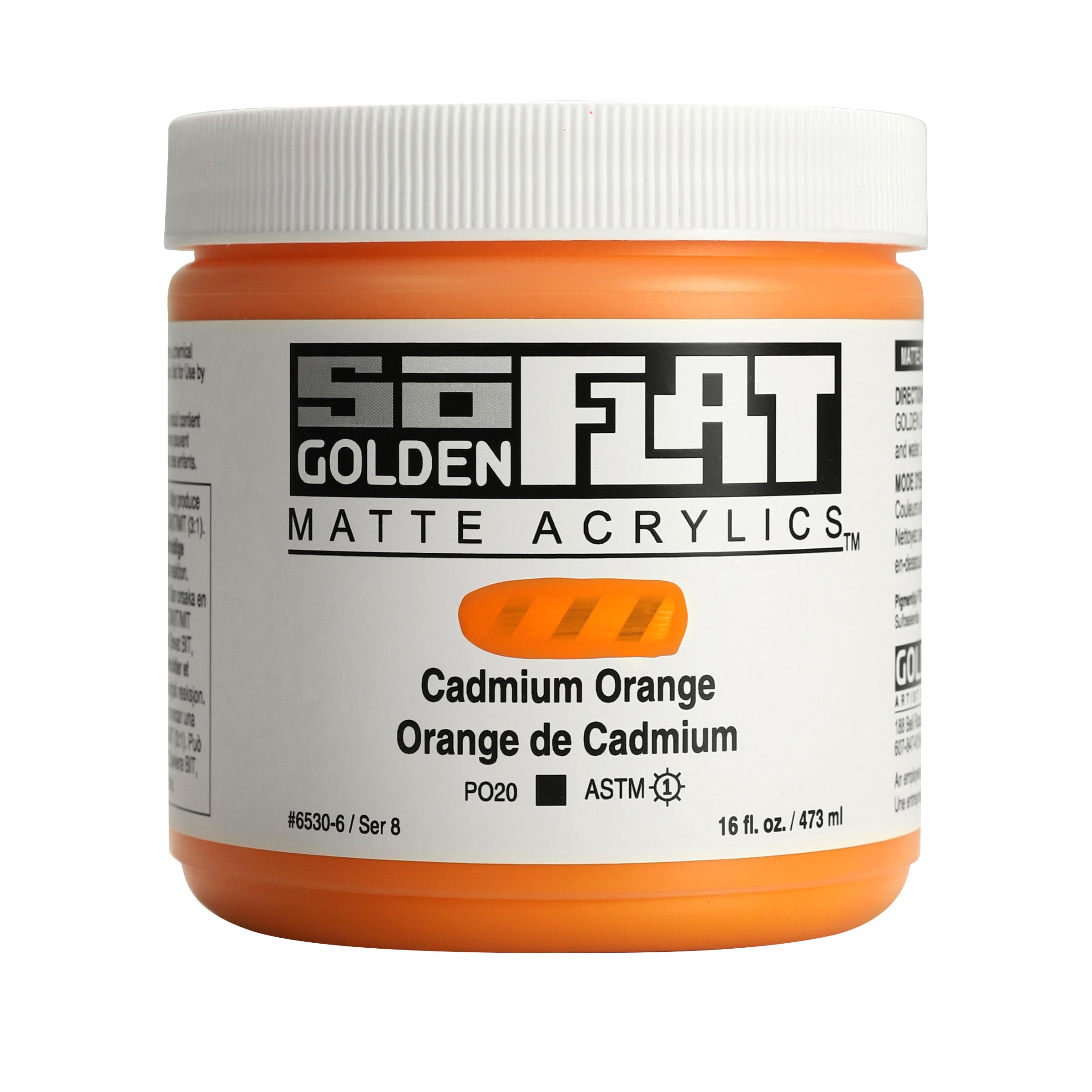 Acrylique Orange Cadmium GOLDEN SoFlat 473 ML pour éliminer les traces de pinceau