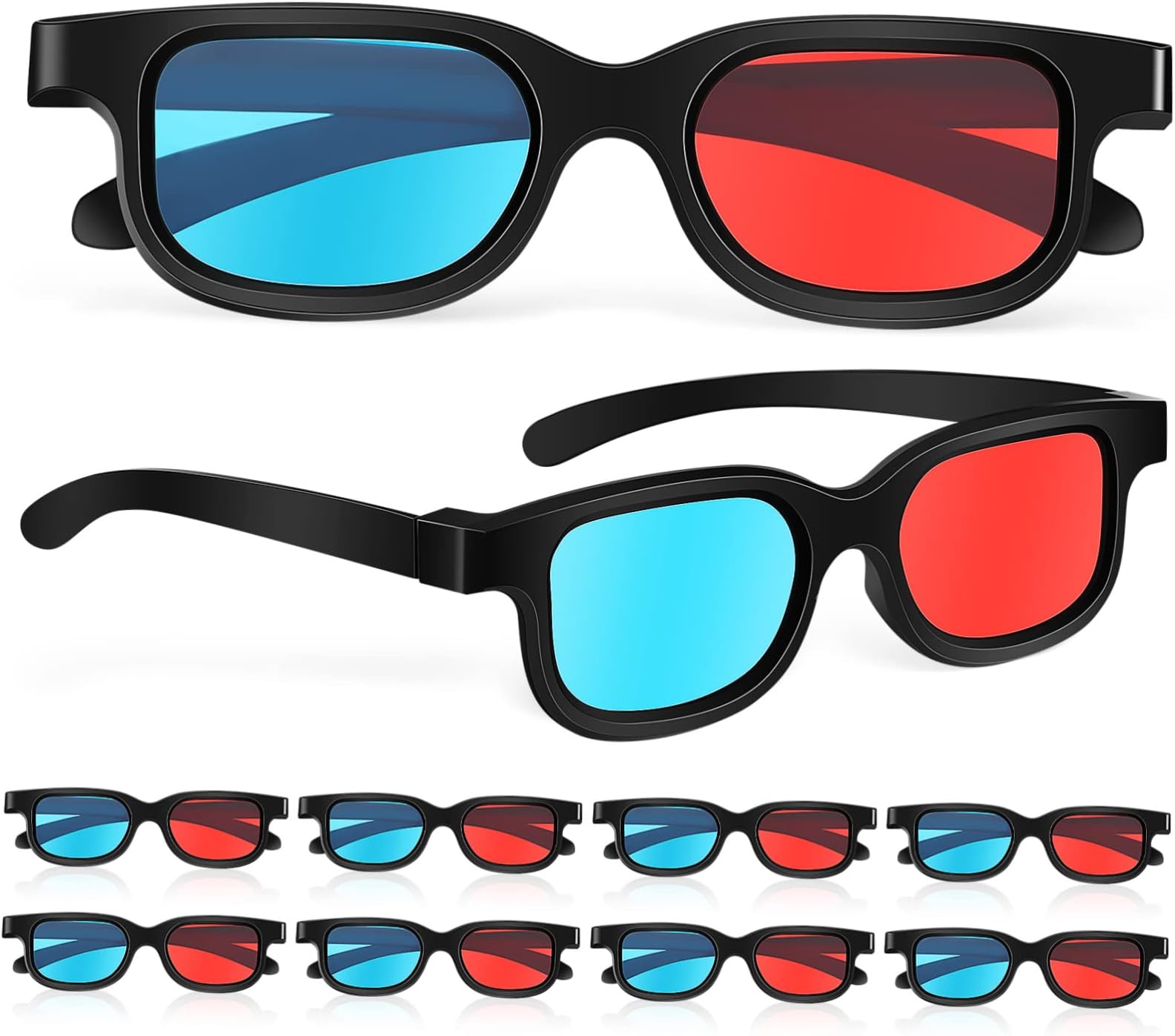 10 Pairs Lightweight Red Blue Anaglyph 3D Glasses for Home Cinema Tvs Computer Monitors Compatible with Most 3D Movies and Games