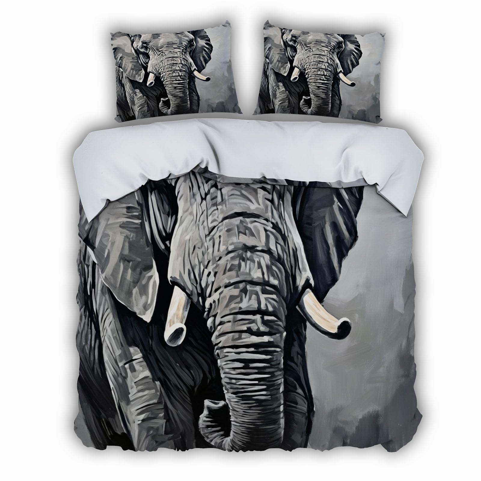 Housse de couette éléphant résistant aux plis parure de lit zippée 140x200 1 personne