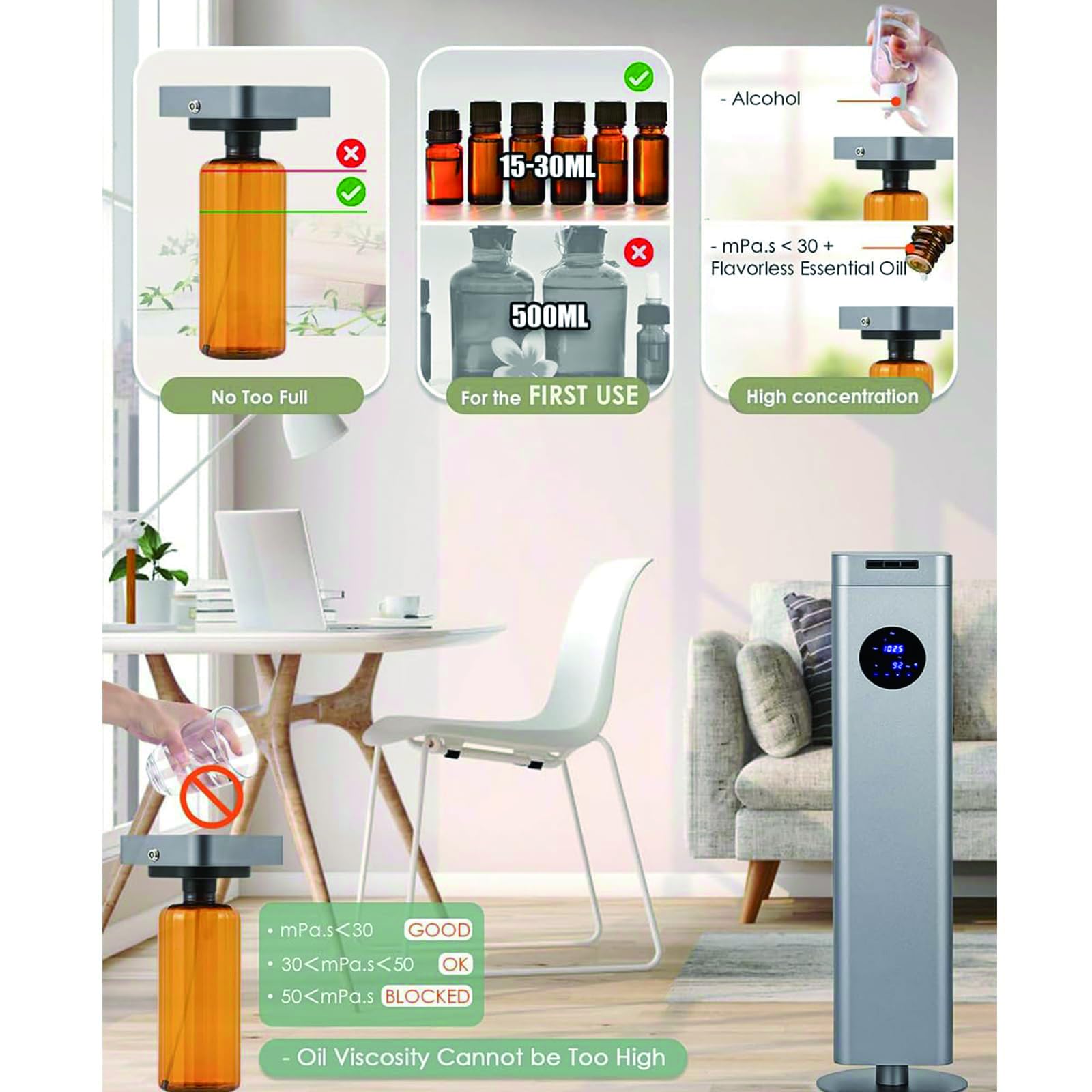 Máquina de Aroma Smart Scent Air – Difusor de Fragancia Nebulizante sin Agua de 1500 ml, Cubre 2500–4000 m³, Máquina de Aroma Comercial para Casa, Oficina y Hotel