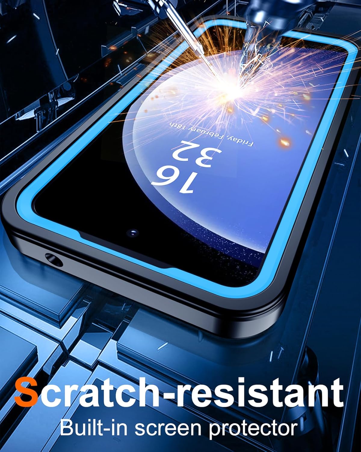 Oterkin Waterproof Case for Samsung Galaxy S24 FE Case Compatible with MagSafe,Full Body Protection Phone Case with Built-in HD Screen and Lens Protector 12FT Military Rugged Case (Blue)