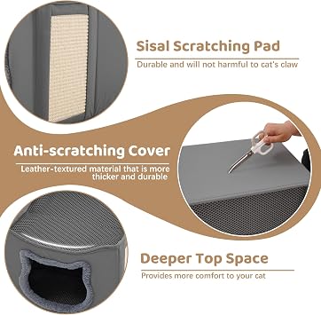 Cat House Double Layer Folding Cat Tree Scratch-Resistant Material Washable Indoor Cat Bed 41 x 41 x 35 cm