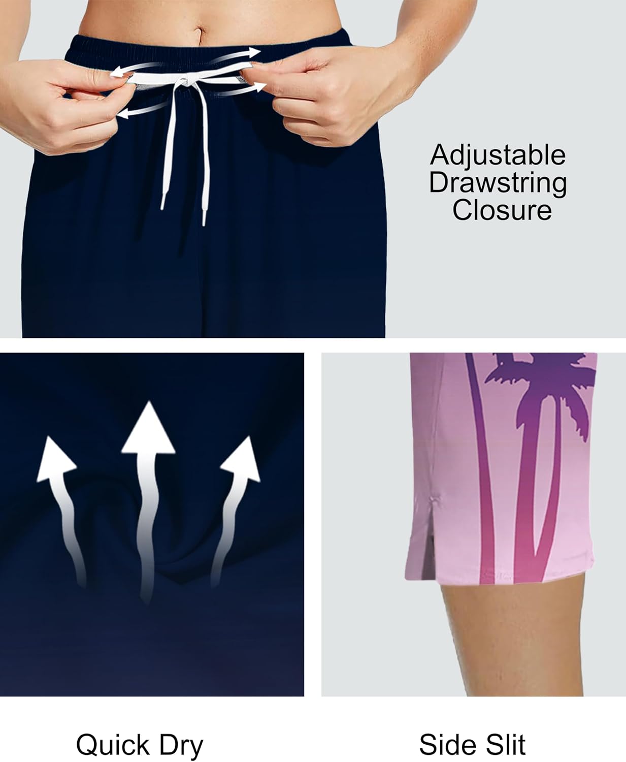 Deerose Women Capris Pants Quick Dry Beach Swimming Pants with Pockets - Image 3