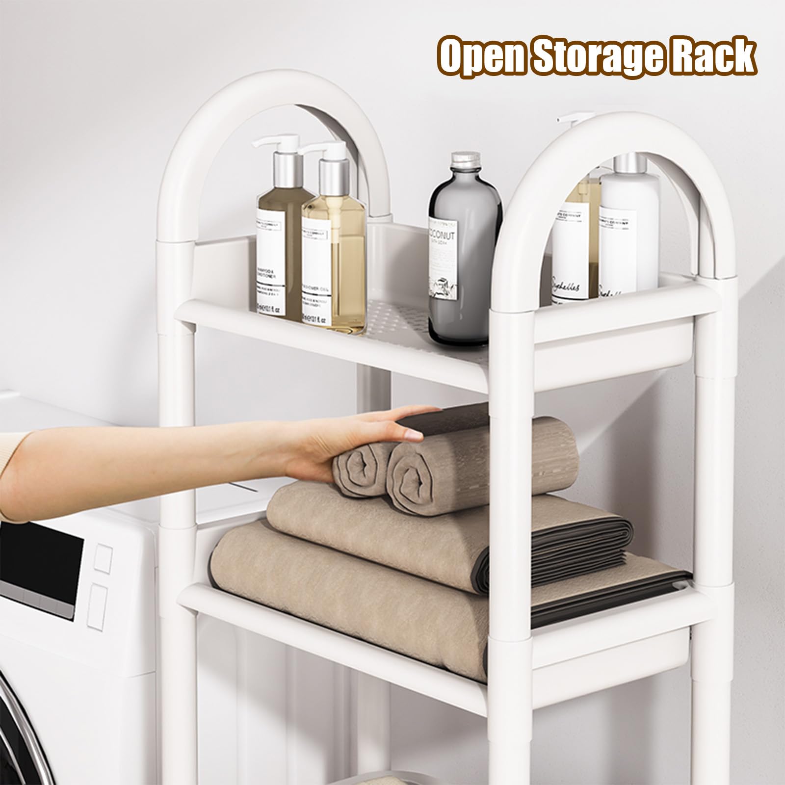 Carrello portabiancheria con rotelle e cestini in Rete ventilati, salvaspazio, Soluzione per riporre la Biancheria in Bagno, Ufficio, Cucina, Portatile e Comoda