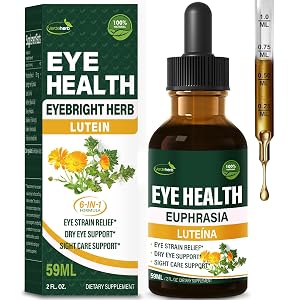 Eyebright Herb Eye Health Drops Bilberry Lutein Liquid Extract Herbal Supplement for Eye Strain Relief Sight Care Support