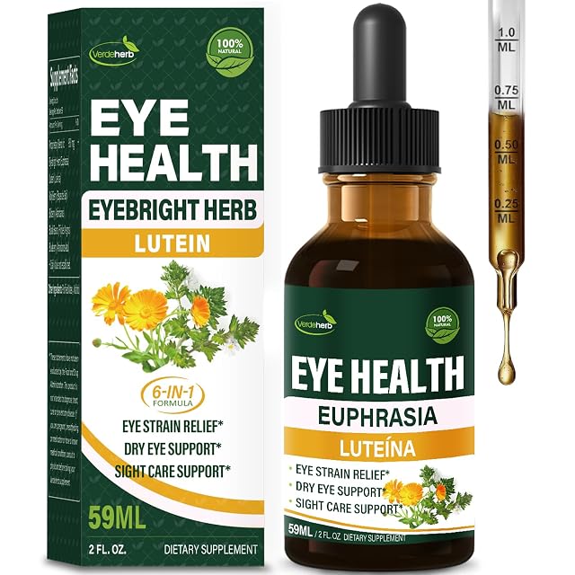 Eyebright Herb Eye Health Drops Bilberry Lutein Liquid Extract Herbal Supplement for Eye Strain Relief Sight Care Support