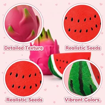 2Pcs Giant Fruit Set Dragon and Watermelon, Jumbo Two-Piece for Desk Use